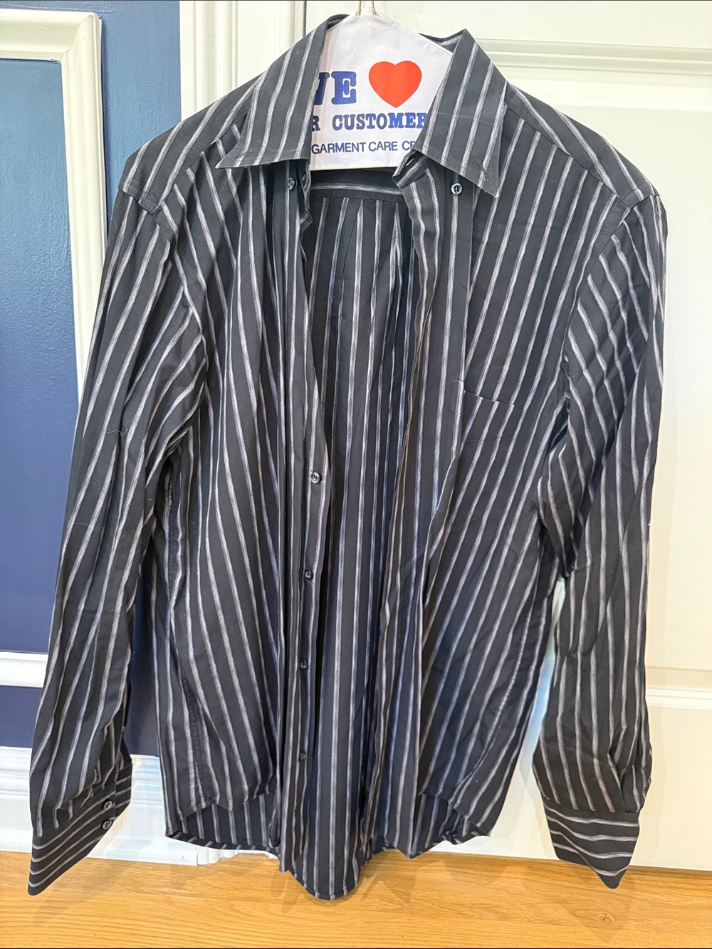 Gianfranco Ferre Black and Gray Vertical Stripe Dress Shirt